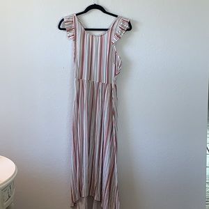 LOVE, FIRE SIZE SMALL: striped white, brown and pink dress.